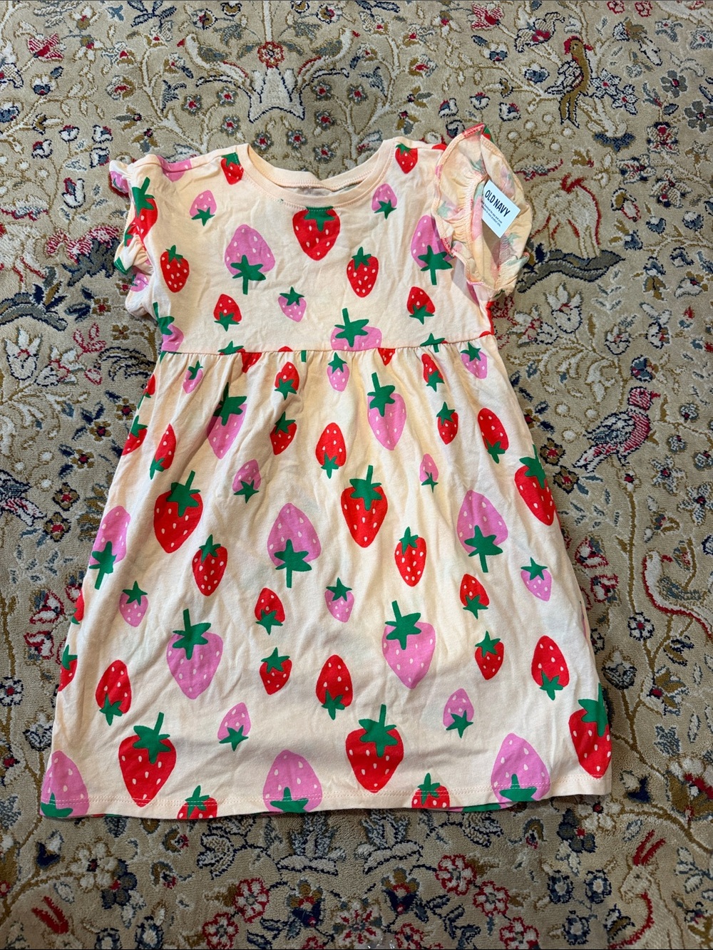 Old Navy Pink Strawberry Print Casual Kids Dress